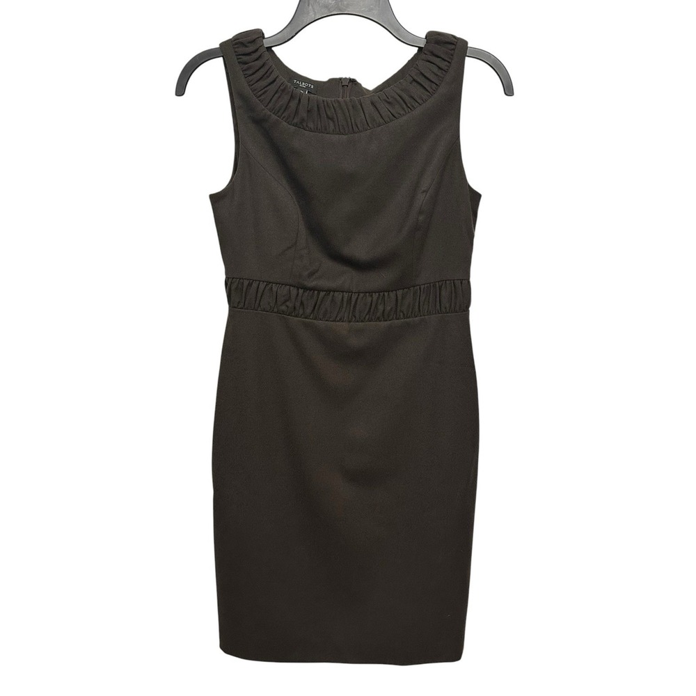 Talbots Petites Brown Wool Shift Dress Sleeveless Special Occasion Work 2P